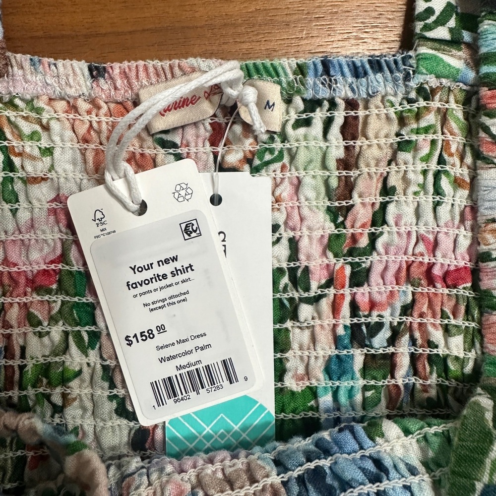 NEW Marine Layer Selene Maxi Dress 2026 Linen Blend Med Watercolor Palm Vacation - Picture 8 of 14